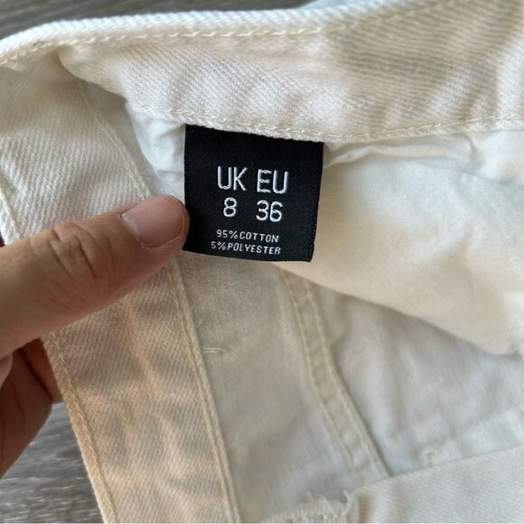 Nasty Gal White Frayed  Hem High Rise Mom Jeans - Picture 7 of 14
